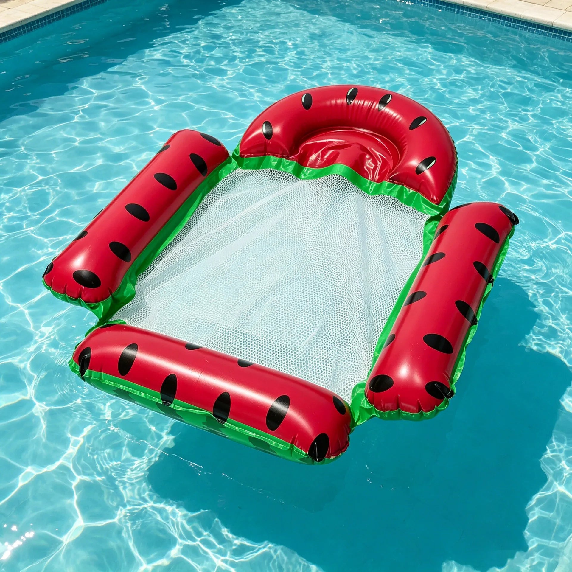 Bouée Gonflable Hamac Fruit Compact en utilisation dans la piscine 11