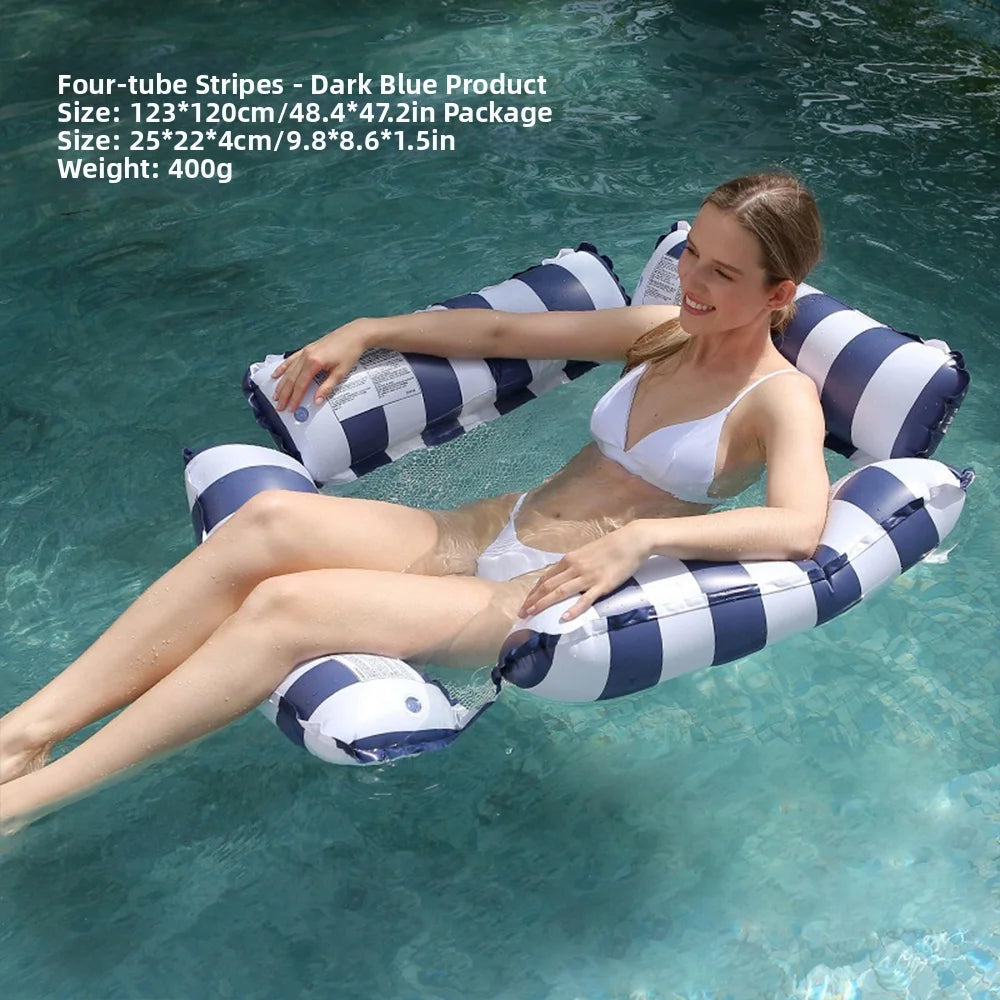 Matelas gonflable flottant 4 tubes vue latérale