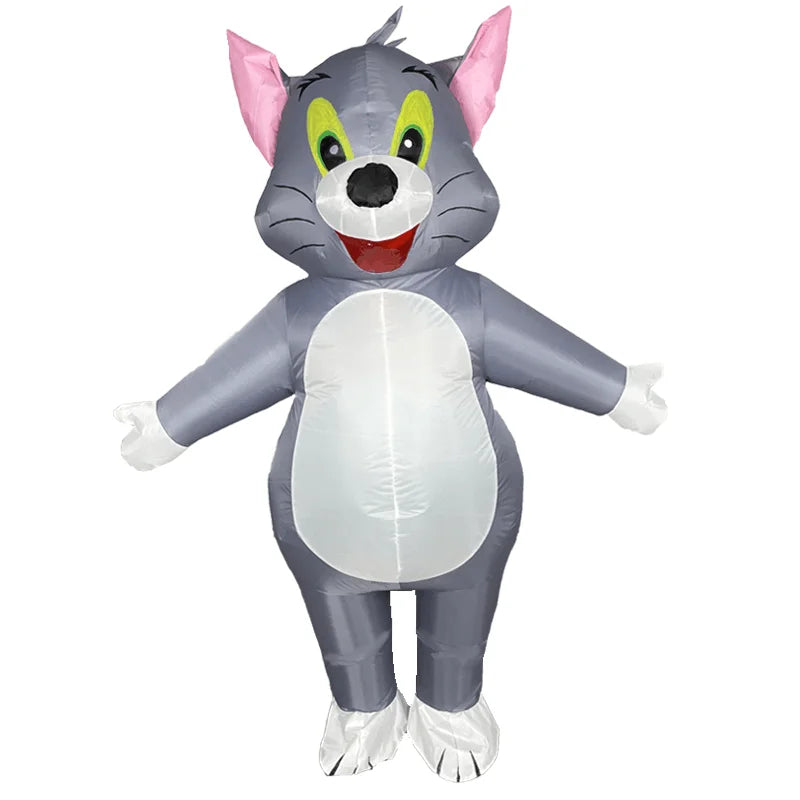Costume gonflable mascotte porté lors d'un carnaval coloré