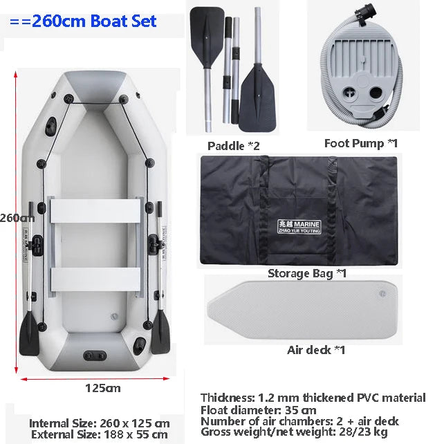 Bateau gonflable gris plié pour le transport