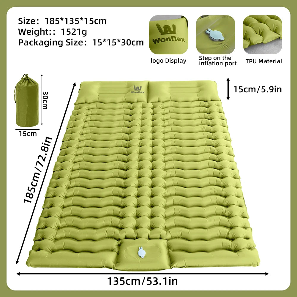 Matelas gonflable camping double deux personnes vue ensemble