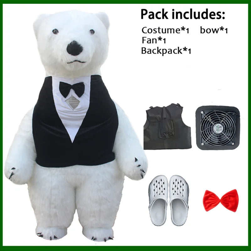 Costume gonflable mascotte panda vue d'ensemble finale
