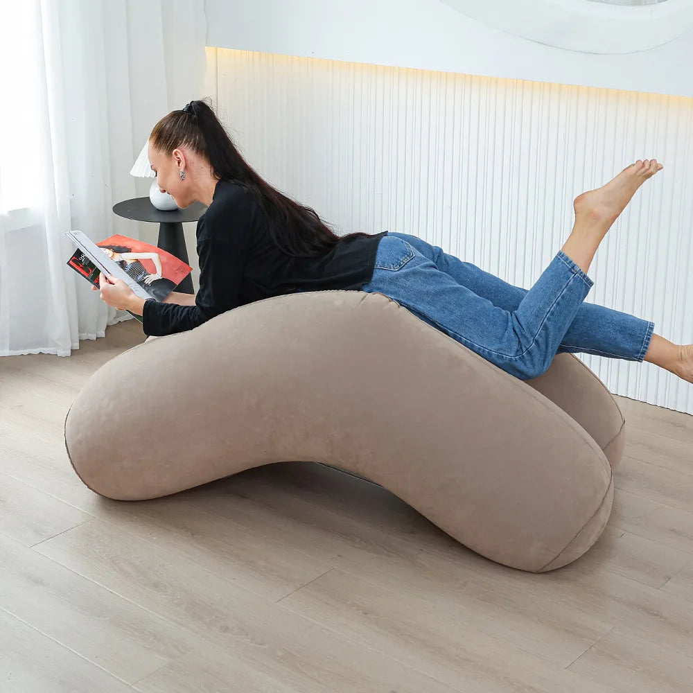 Vue de face du canapé gonflable kaki
