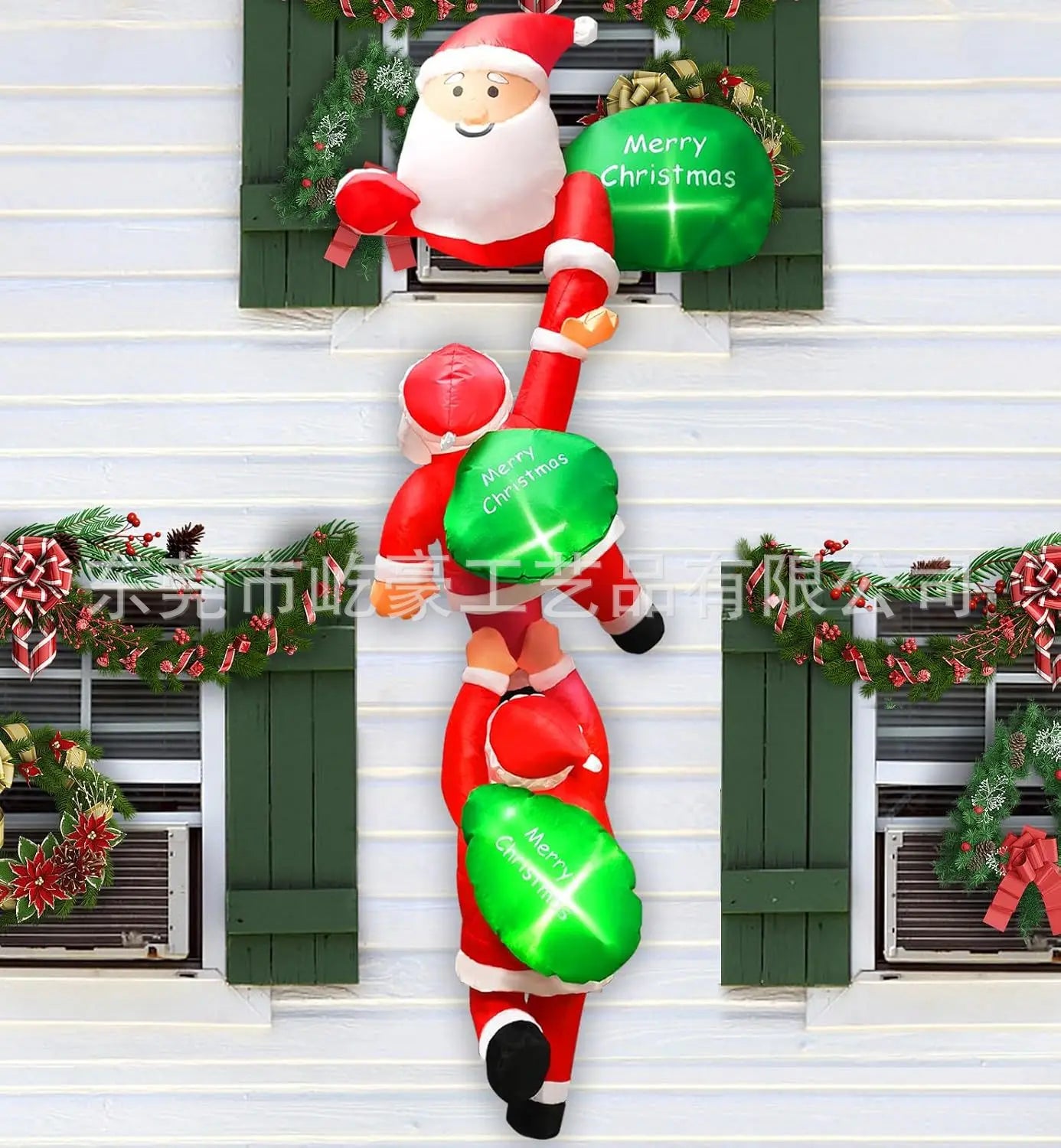 Décoration Père Noël gonflable extérieur, vue arrière