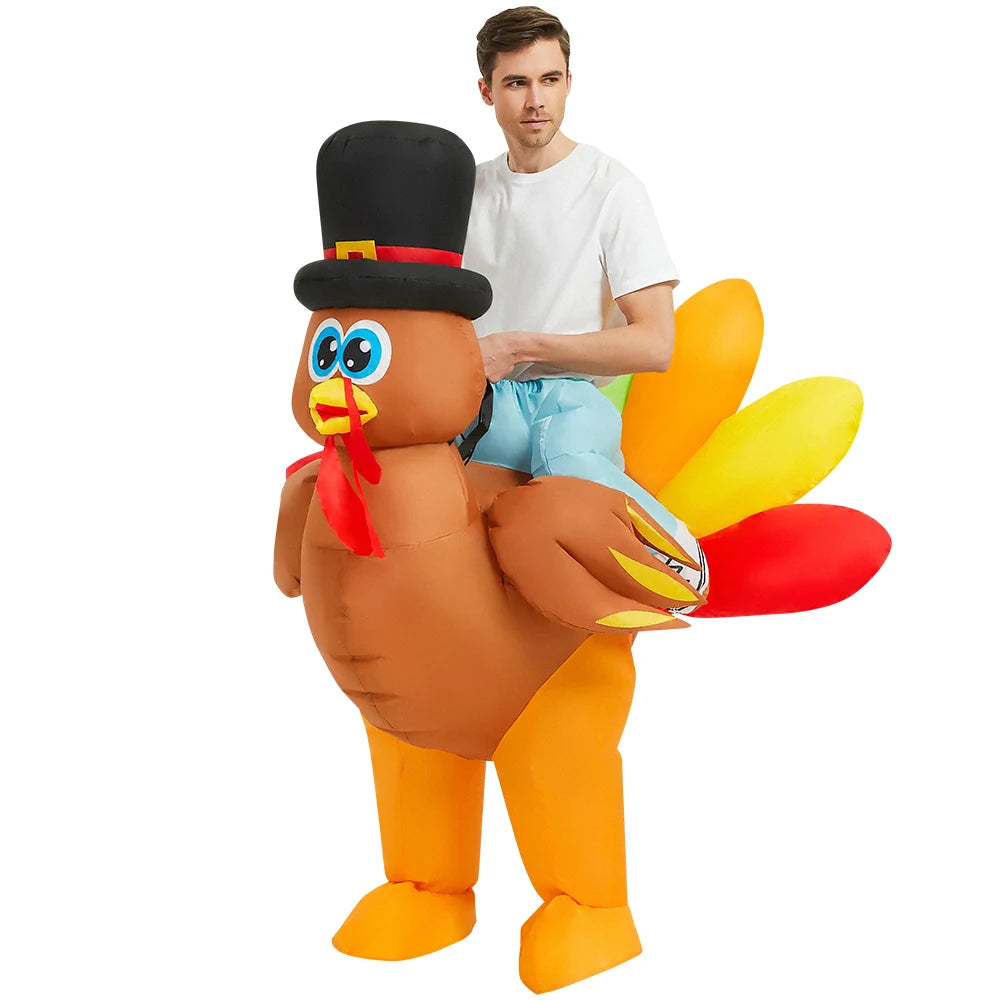 Costume animal gonflable coq adulte couleurs vives
