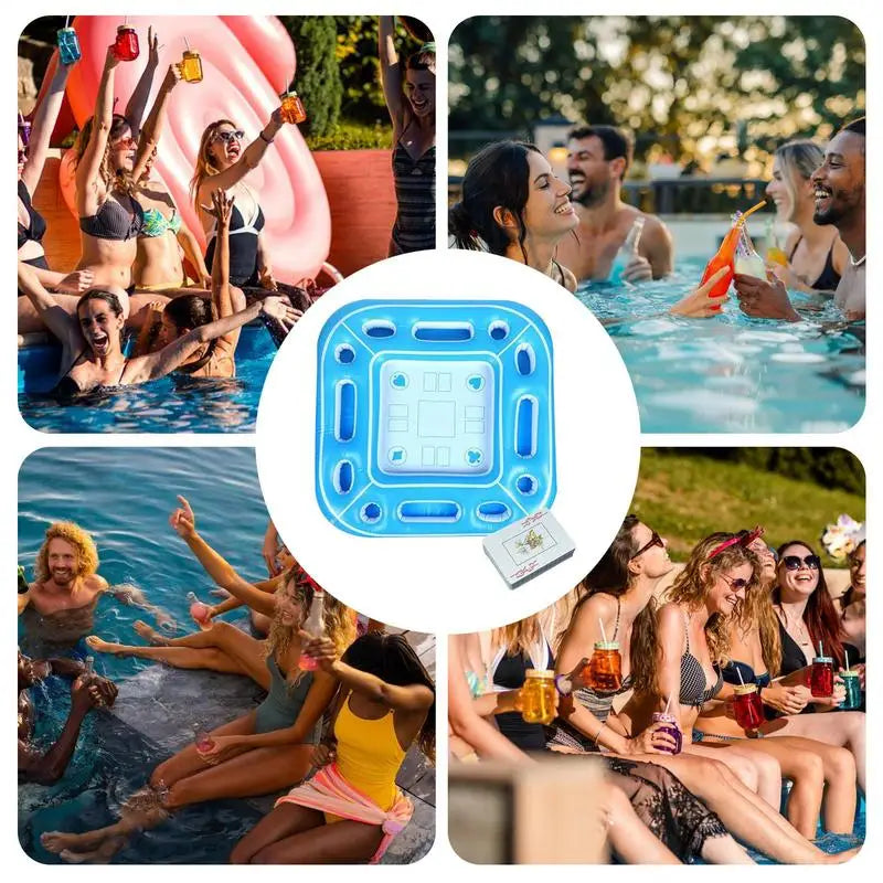 Table gonflable utilisée pendant une partie de cartes flottante