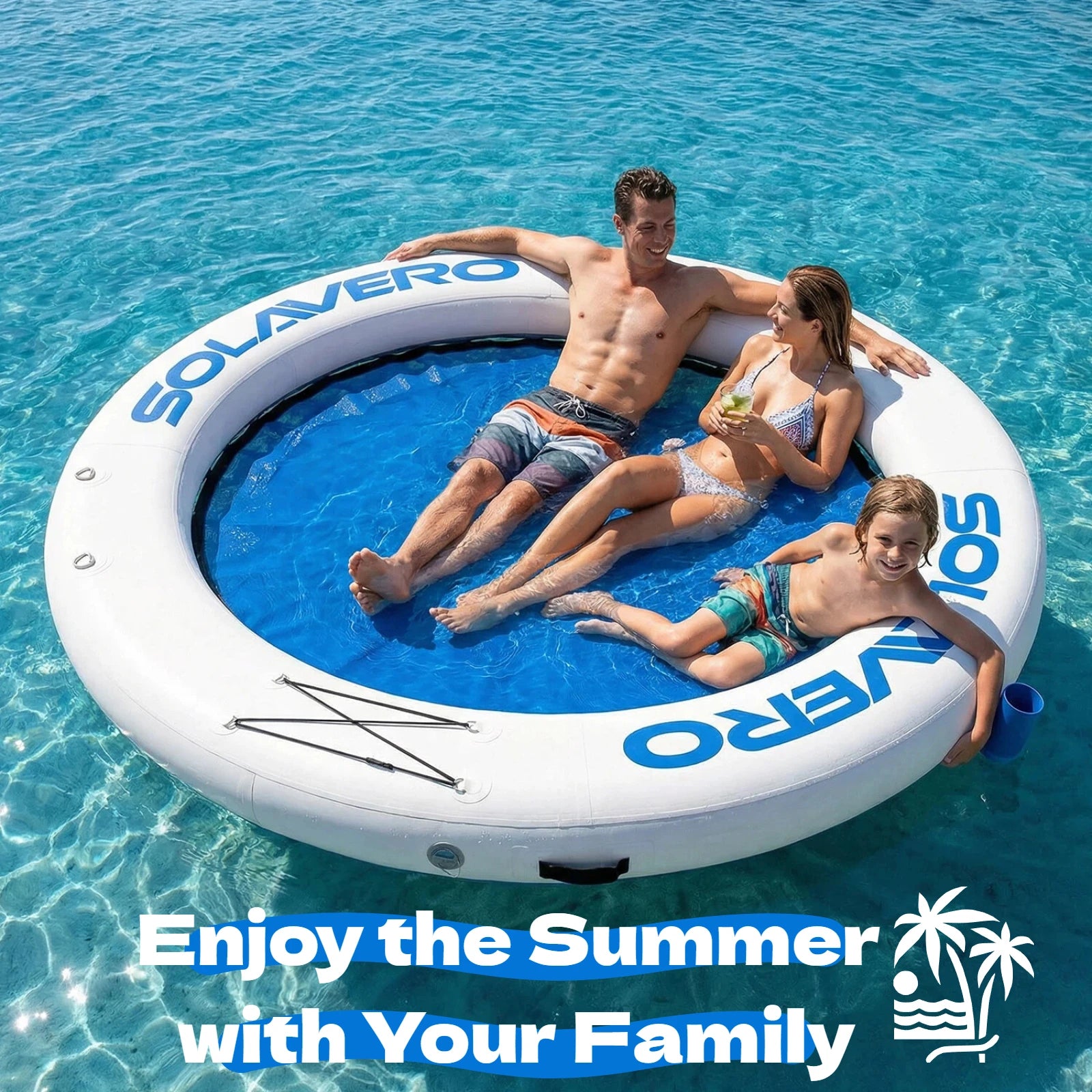 Plateforme flottante gonflable ronde piscine