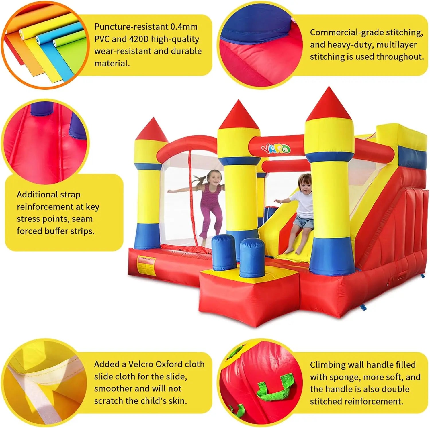 Château gonflable PVC robuste toboggan
