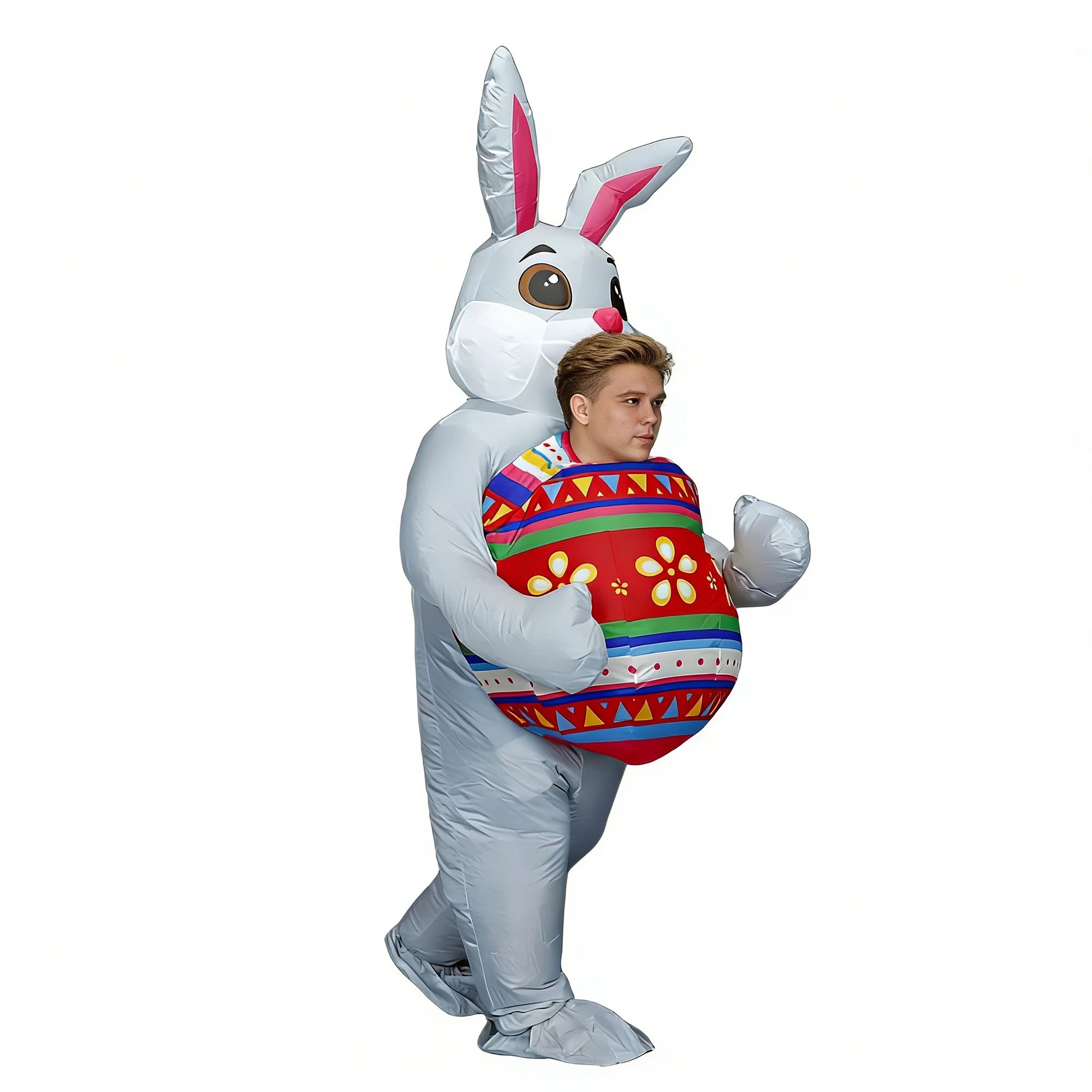 Lapin gonflable tenant oeuf pour fête Pâques adulte