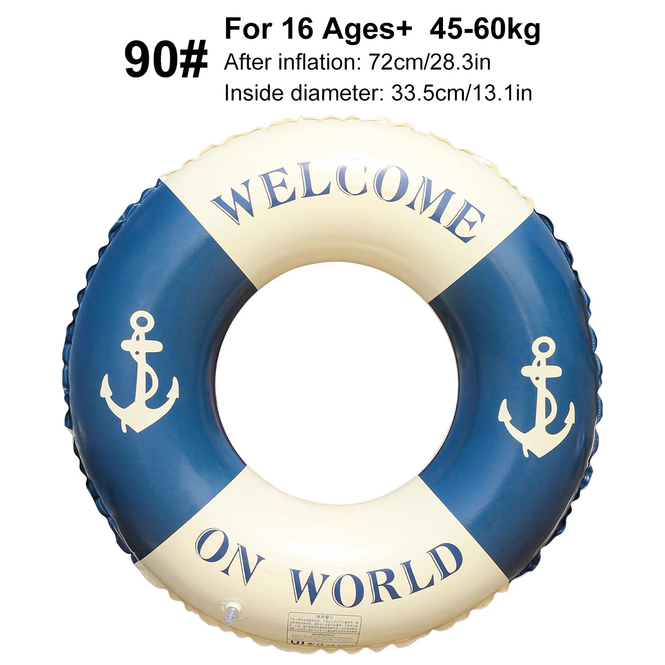 Bouée gonflable ancre bleu 70 cm style nautique