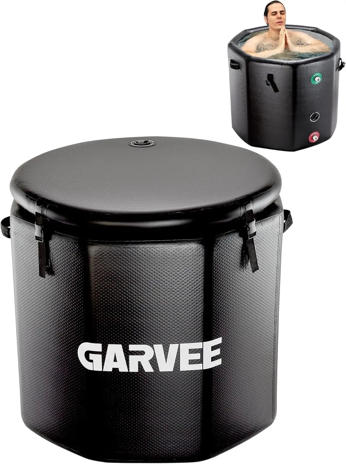 Baignoire gonflable remplie d'eau glacée pour la récupération