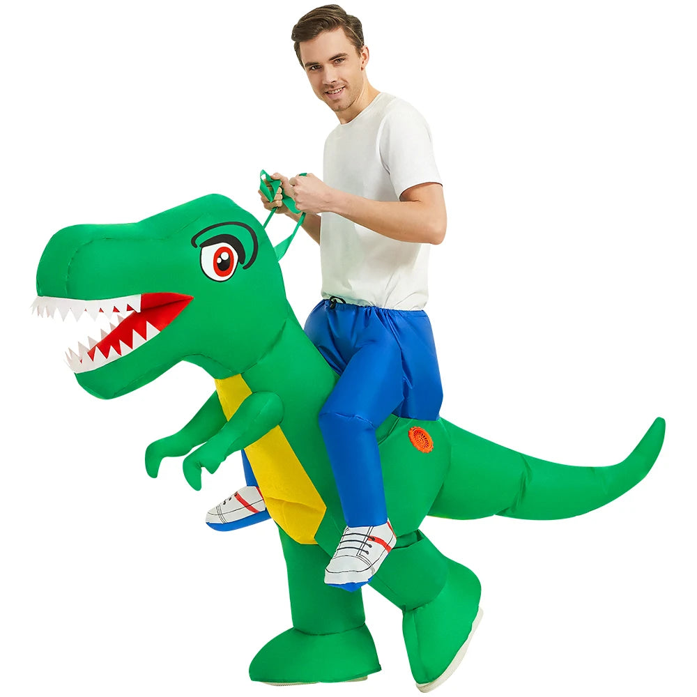 Détail grands yeux expressifs costume dinosaure gonflable
