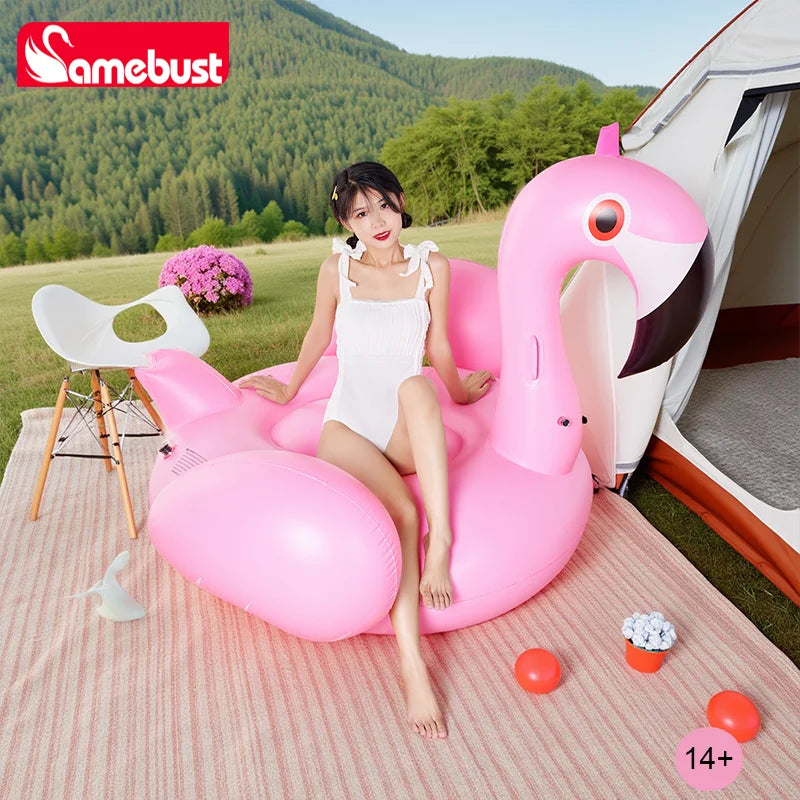 Bouée gonflable flamant rose animal à chevaucher en piscine