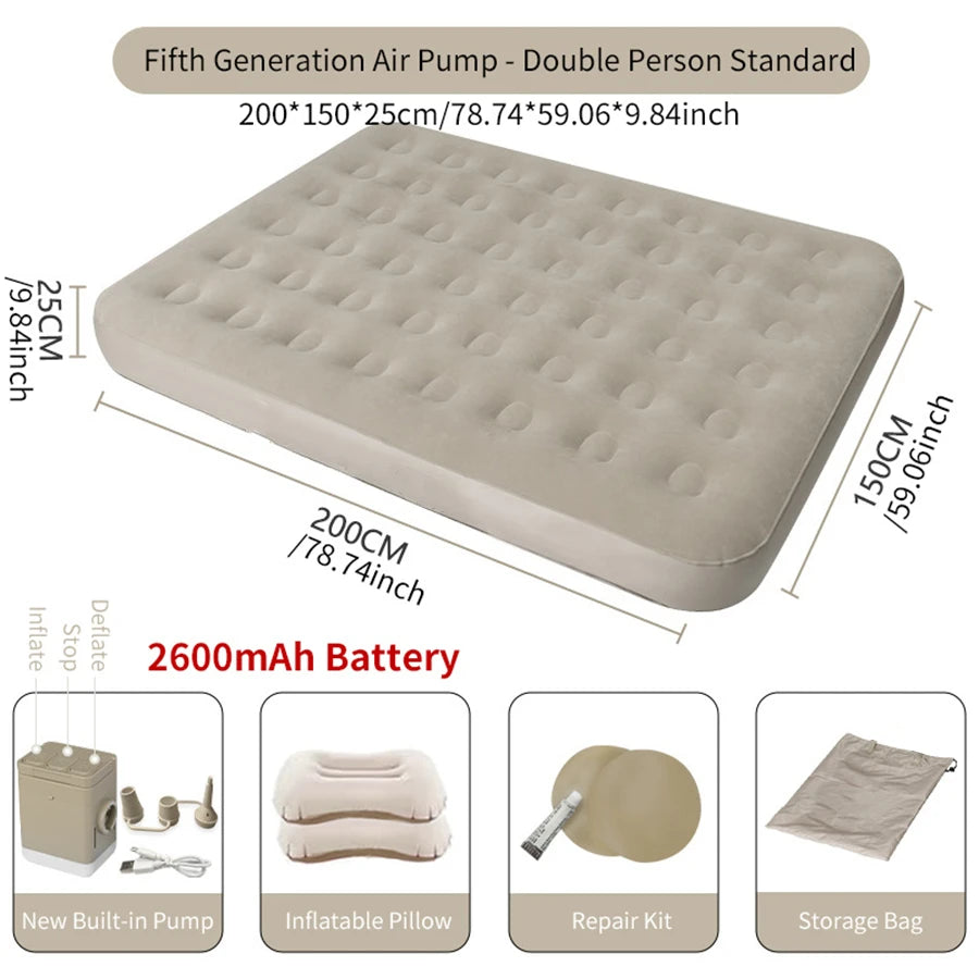 Matelas gonflable prêt à l'usage en camping