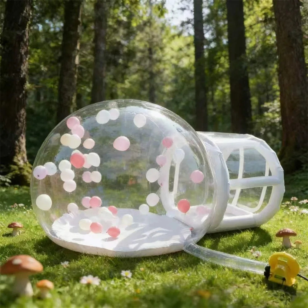 Bulle gonflable transparente installée pour un mariage