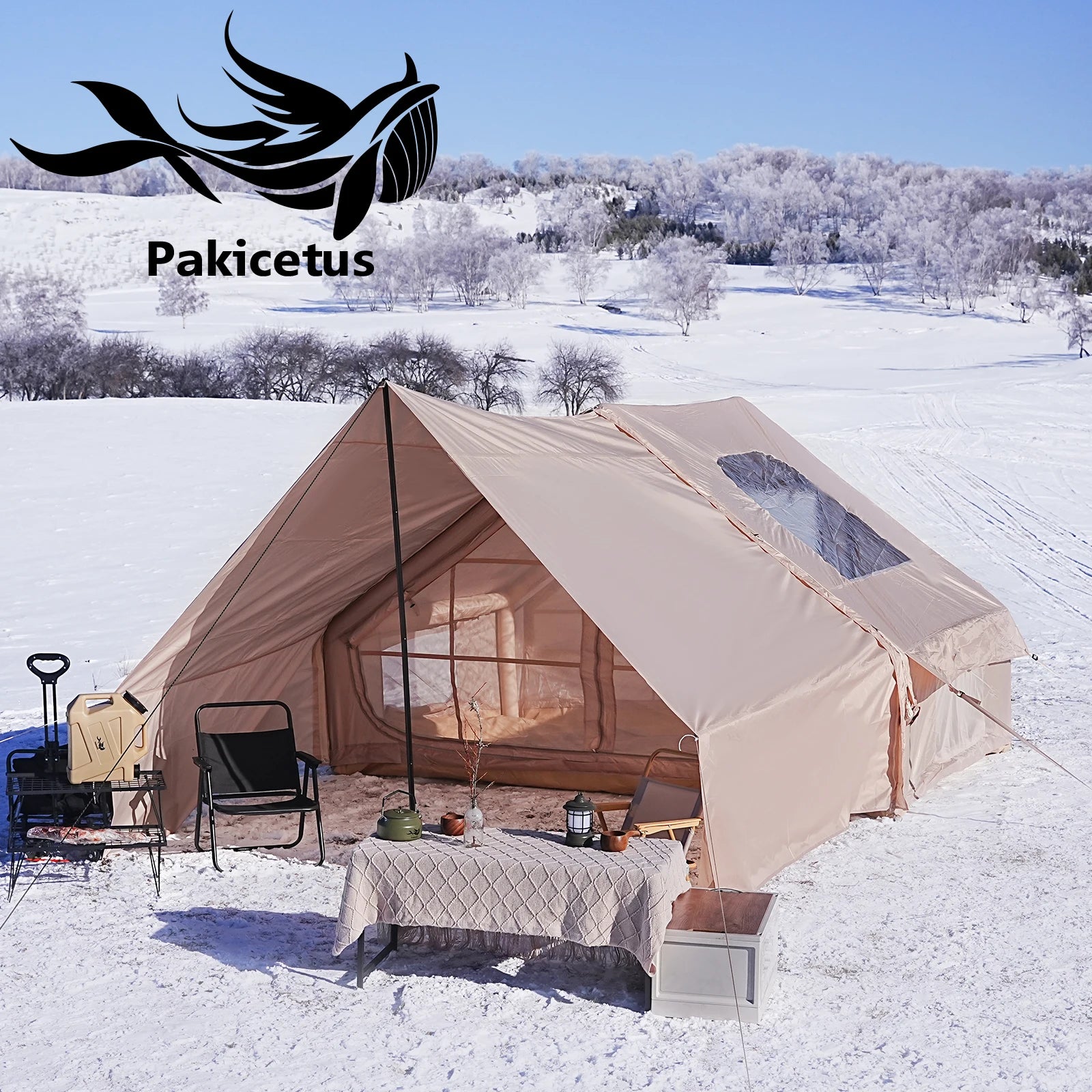 Tente gonflable familiale luxe montée en camping