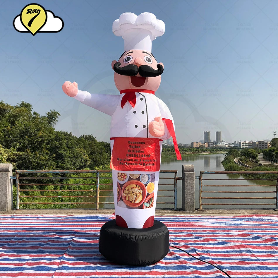 Costume gonflable chef cuisinier en action lors d'une animation